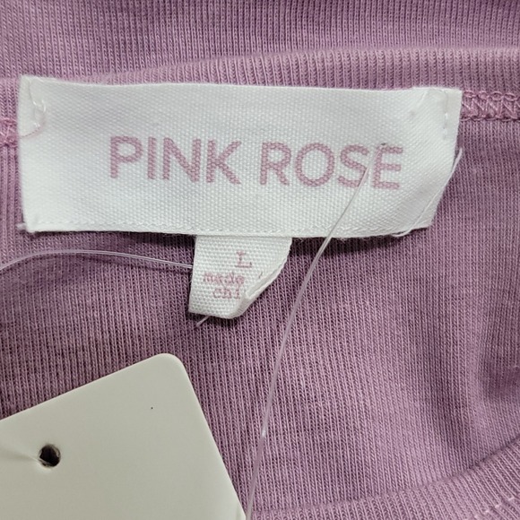 Pink Rose Lace Trim Tee Womens Large Mauve NWT Short Sleeve Softgirl Y2K Boho - Picture 4 of 7